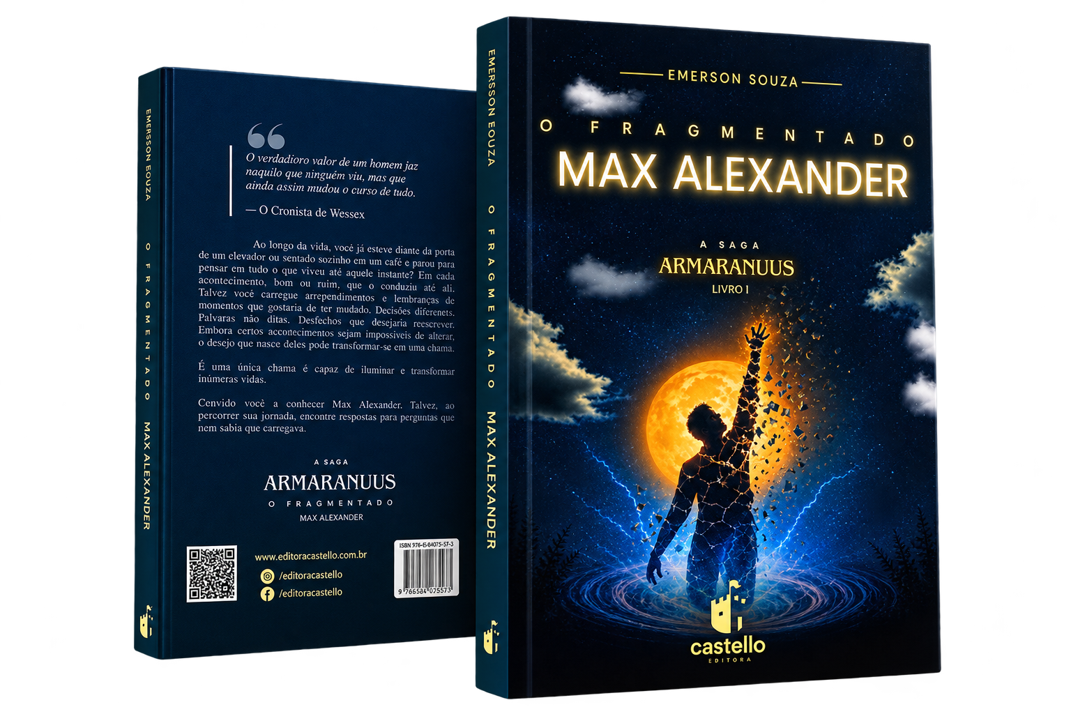 Fotografia do livro O Fragmentado: Max Alexander — capa e contracapa, edição impressa
